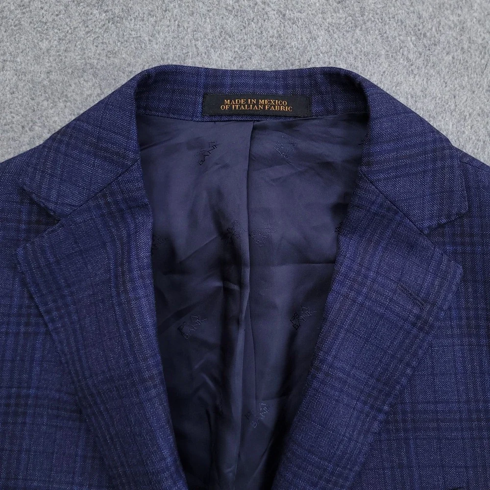 Jos A Bank Reserve Blazer Mens 42R Blue Plaid Lanificio Di Pray 130s Wool Jacket